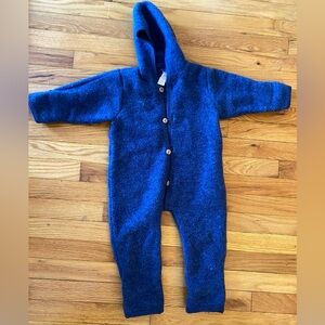 Engel German organic wool overall fleece suit 6-12mo 72-80cm marled blue